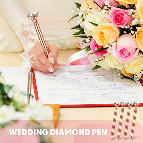 Image of 100 Pcs Diamond Pens Crystal Diamond Ballpoint Pen Fancy Cute Pens For Women Bling Metal Ballpoint Pen With Black Ink Office School Supplies, Wedding Bridal Shower Gift (Rose Gold)-FrenzyAfricanFashion.com