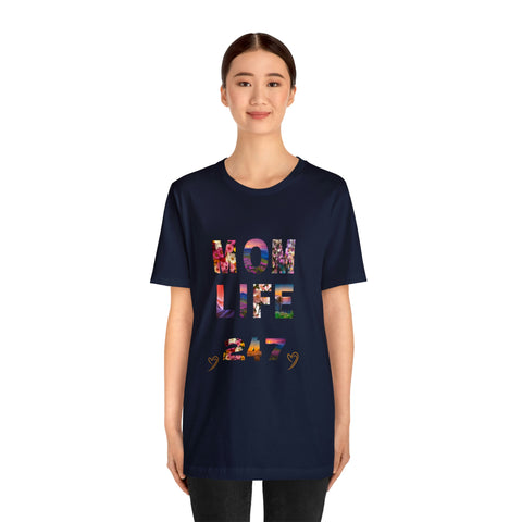 Image of Mom Short Sleeve Tees Shirts | Mom Life 247 | Women Top-FrenzyAfricanFashion.com