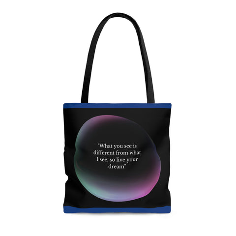 Image of Women Beach Bag | Shopping Blue Tote Bag | Inspirational totes | What you see is different from what I see, so live your dream-FrenzyAfricanFashion.com