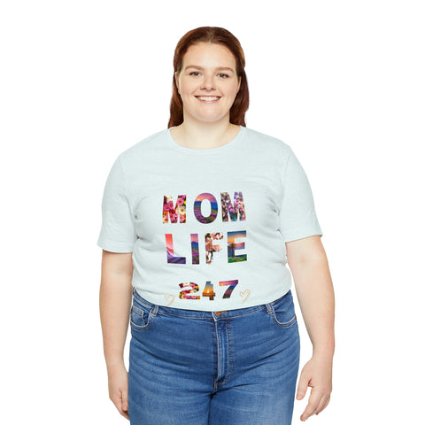 Image of Mom Short Sleeve Tees Shirts | Mom Life 247 | Women Top-FrenzyAfricanFashion.com