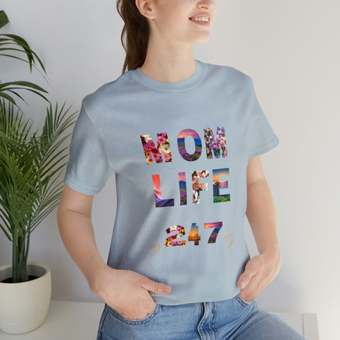 Image of Mom Short Sleeve Tees Shirts | Mom Life 247 | Women Top-FrenzyAfricanFashion.com