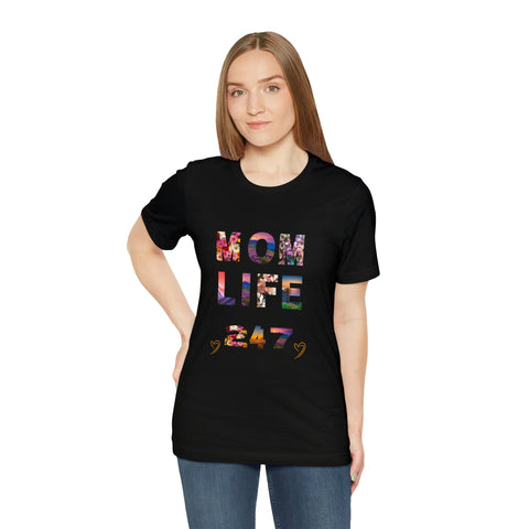 Image of Mom Short Sleeve Tees Shirts | Mom Life 247 | Women Top-FrenzyAfricanFashion.com