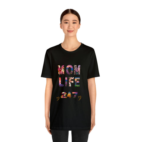 Image of Mom Short Sleeve Tees Shirts | Mom Life 247 | Women Top-FrenzyAfricanFashion.com