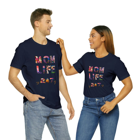 Image of Mom Short Sleeve Tees Shirts | Mom Life 247 | Women Top-FrenzyAfricanFashion.com