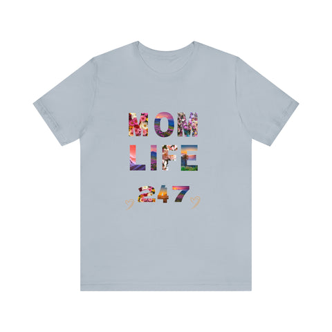 Image of Mom Short Sleeve Tees Shirts | Mom Life 247 | Women Top-FrenzyAfricanFashion.com