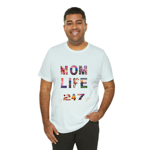 Image of Mom Short Sleeve Tees Shirts | Mom Life 247 | Women Top-FrenzyAfricanFashion.com