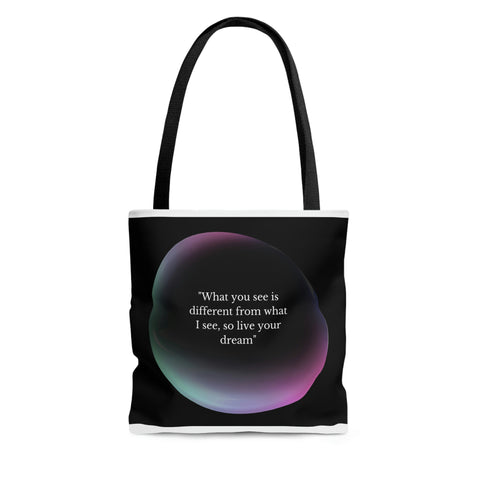 Image of Beach Bag | Shopping Tote Bag | Inspirational totes | What you see is different from what I see, so live your dream | Black and Red Bag-FrenzyAfricanFashion.com