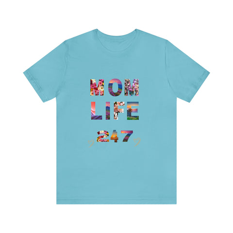 Image of Mom Short Sleeve Tees Shirts | Mom Life 247 | Women Top-FrenzyAfricanFashion.com