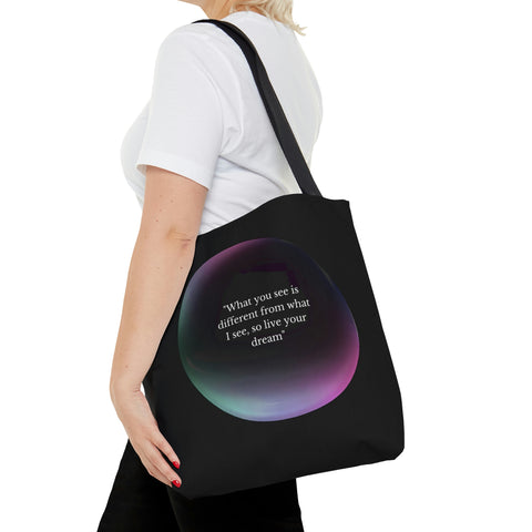 Image of Black Tote Bag | Inspirational totes | "What you see is different from what I see, so live your dream"-FrenzyAfricanFashion.com