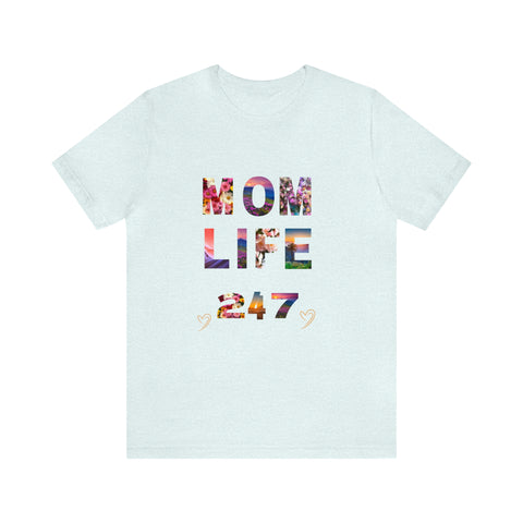 Image of Mom Short Sleeve Tees Shirts | Mom Life 247 | Women Top-FrenzyAfricanFashion.com