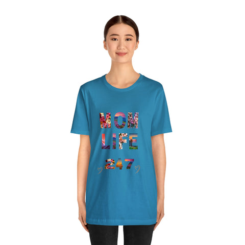 Image of Mom Short Sleeve Tees Shirts | Mom Life 247 | Women Top-FrenzyAfricanFashion.com