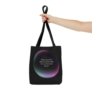 Black Tote Bag | Inspirational totes | "What you see is different from what I see, so live your dream"-FrenzyAfricanFashion.com