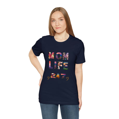 Image of Mom Short Sleeve Tees Shirts | Mom Life 247 | Women Top-FrenzyAfricanFashion.com