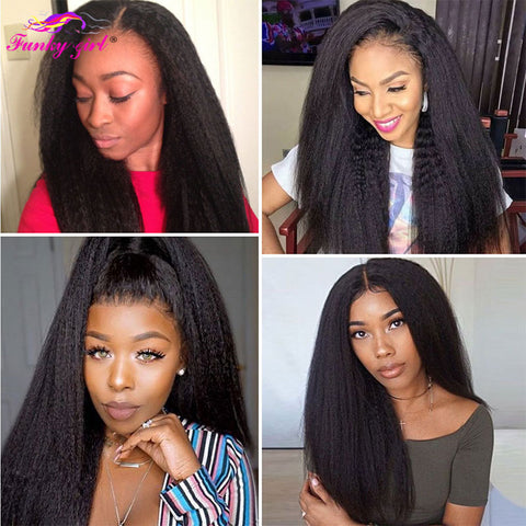 Image of FG Brazilain Kinky Straight Human Hair Wigs Yaki Straight U Part Wig Remy Hair Full Machine Wigs For Black Weman 150% Density-FrenzyAfricanFashion.com