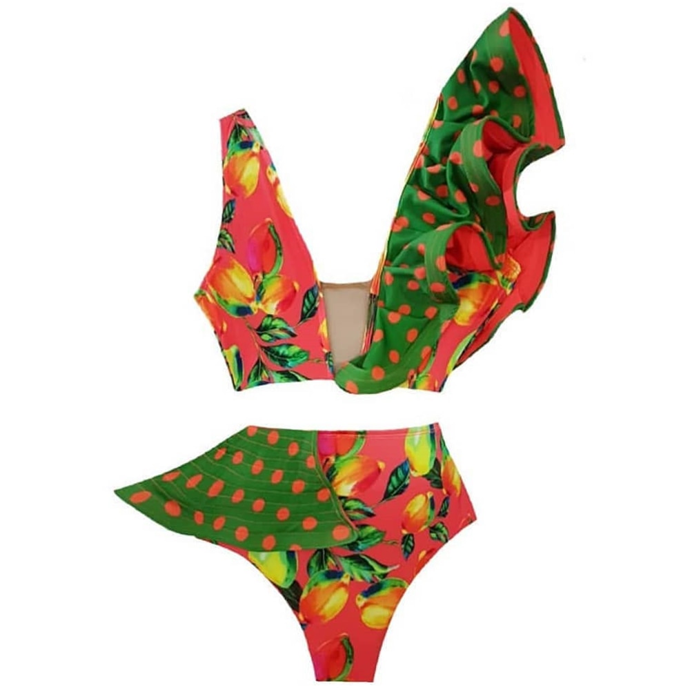 One Shoulder Bikinis Set High Waist Swim Suits Beachwear-FrenzyAfricanFashion.com