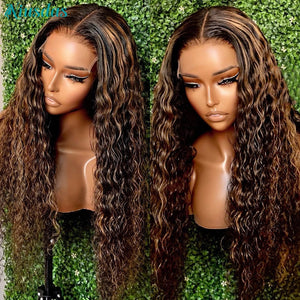 Highlight Wig Human Hair Wigs Water Wave Lace Front Wig 4*4 Closure Wigs For Women Human Hair Niusdas Lace Wigs 150% Density-FrenzyAfricanFashion.com