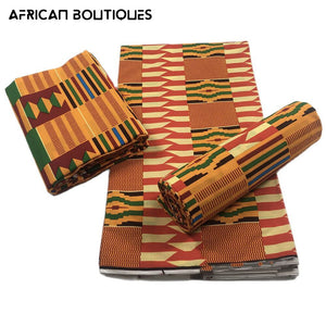 Original real wax 100% cotton High quality kente wax african fabric wax kente print fabric 2022 latest 6yards of kente fabric-FrenzyAfricanFashion.com