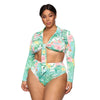 Bikini Set Women Plus Size Long Sleeve two-pieces V Neck Thong Bathing Suit Swim Wear-FrenzyAfricanFashion.com