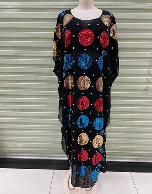 New Style African Women's Clothing Dashiki Abaya Fashion Sequins Loose Dress Free Size One Piece-FrenzyAfricanFashion.com