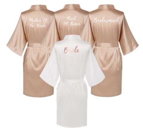 Image of Satin Silk Robes Plus Size Wedding BathRobe Bride Bridesmaid Dress Gown Women Clothing Sleepwear Maid of Honor Rose Gold-FrenzyAfricanFashion.com