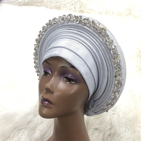 Image of Already Made Aso Oke Gele Headtie Asoebi Turban-FrenzyAfricanFashion.com