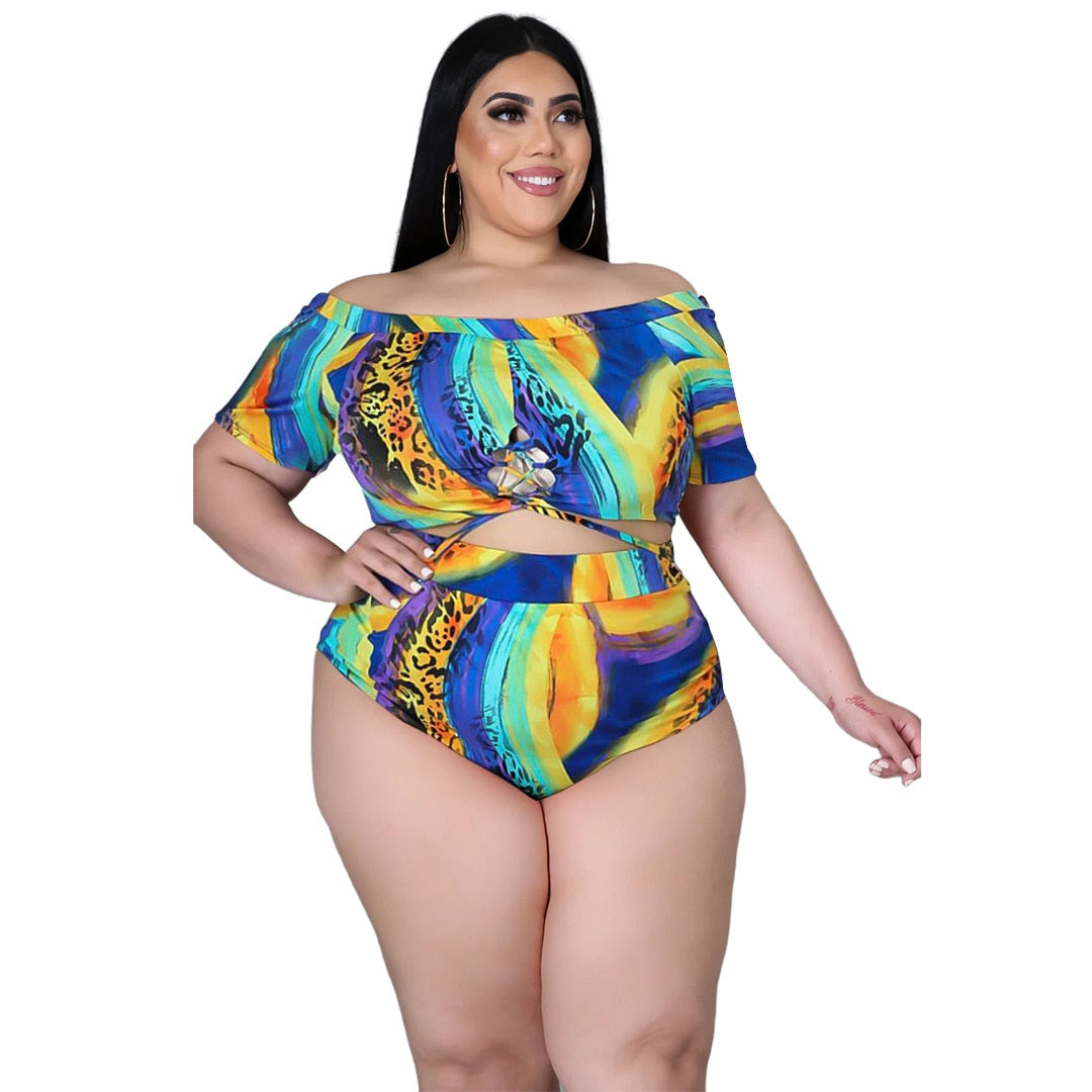 Swimsuits Women Beach Shorts Two Piece Set Plus Size Swimwear-FrenzyAfricanFashion.com