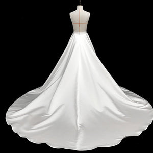Satin Detachable Skirt Wedding Removable Train Dresses Bow Bridal Overskirt-FrenzyAfricanFashion.com