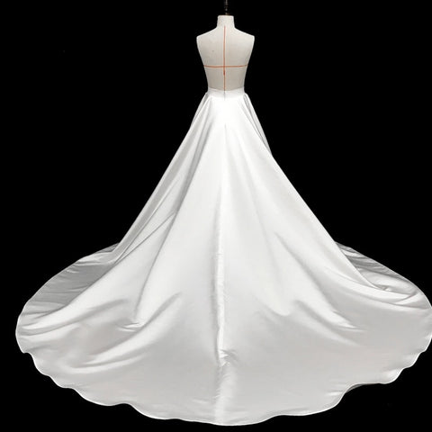 Image of Satin Detachable Skirt Wedding Removable Train Dresses Bow Bridal Overskirt-FrenzyAfricanFashion.com