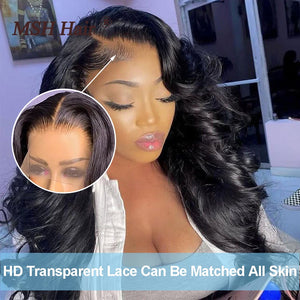 Lace Front Human Hair Wigs Brazilian Body Wave HD Transparent Women's Human Hair Closure Wig-FrenzyAfricanFashion.com