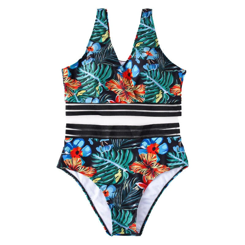 Plus Size High Waist Two Pieces Bikini Set Swimsuit Women Beachwear Swimwear Bathing Suit-FrenzyAfricanFashion.com