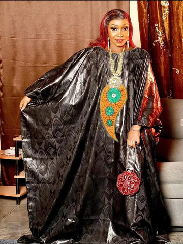 Image of Free Size Original Bazin Riche Long Dresses For Nigeria African Women Traditional Wedding Top Quality Bazin Riche Dashiki Robe-FrenzyAfricanFashion.com