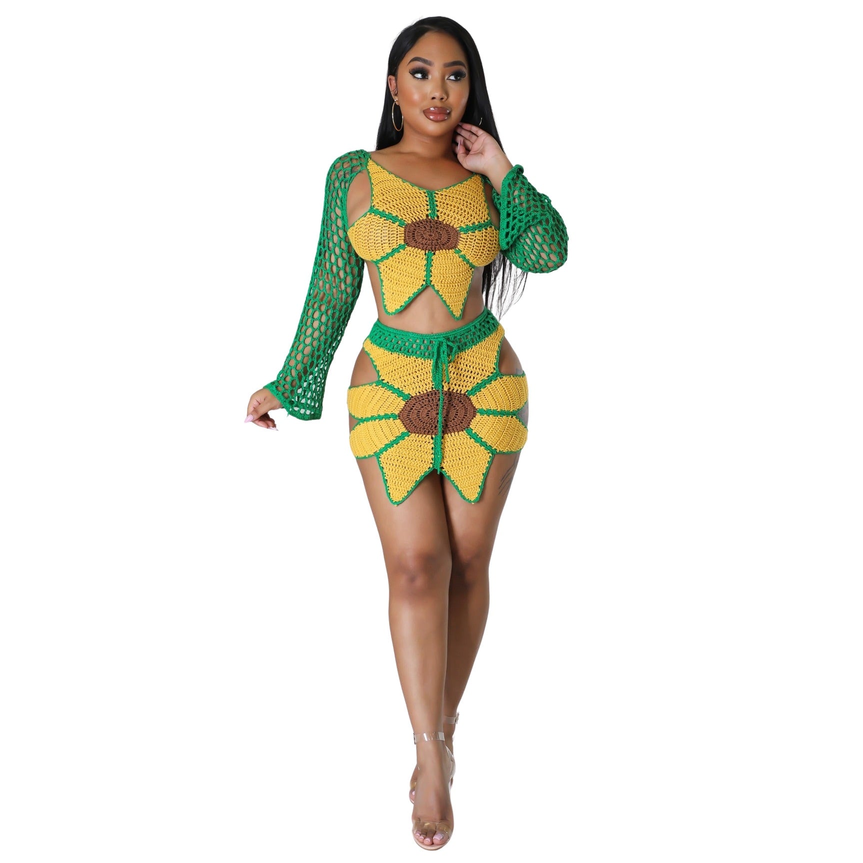 Beach Suit Sexy Hand-crocheted Sunflower Swimsuit Cover Ups-FrenzyAfricanFashion.com