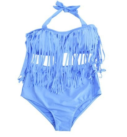 Plus Size Tassels Bikinis High Waist Women Bra Bikini Beachwear-FrenzyAfricanFashion.com