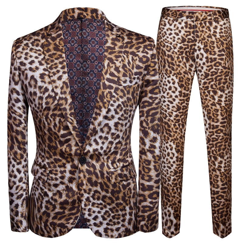 Leopard Print Suit Jacket Pants Two Pieces Blazers Coat Trousers Set-FrenzyAfricanFashion.com