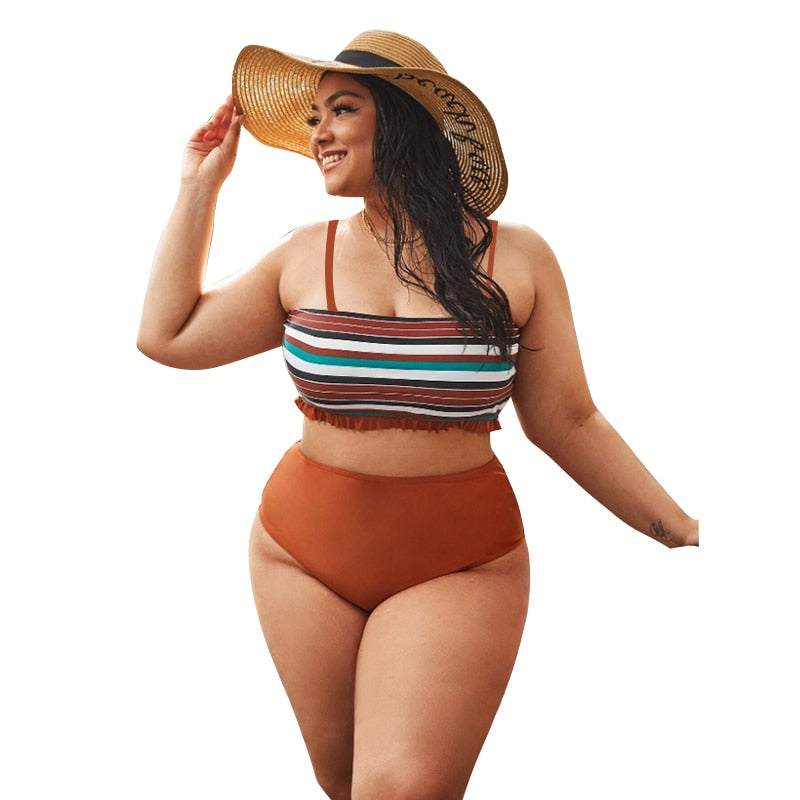 Women Push Up Bikinis Set Swimwear Plus Size High Waist Swimsuit Beachwear-FrenzyAfricanFashion.com