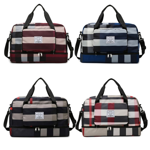 Image of Foldable Travel Duffel Bag Sports Tote Shoulder Weekender Overnight Bags Large Capacity Dry and Wet Separation for Women-FrenzyAfricanFashion.com