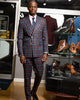 Casual Men Suits Grid Pattern Two Button Two Pieces Jacket With Pants-FrenzyAfricanFashion.com