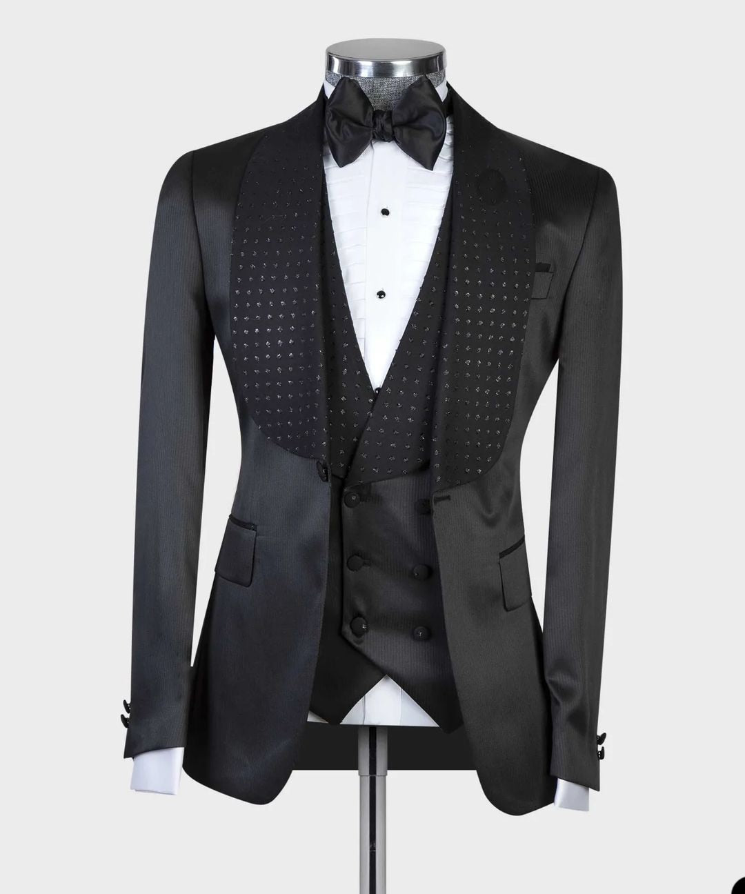 Elegant Black Men Suits Two Pieces Jacket Wedding Formal Men Occasion wear-FrenzyAfricanFashion.com