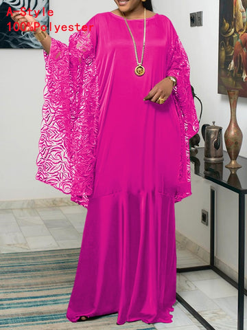Image of Women Summer Dress 2022 VONDA Vintage Lace Patchwork Party Long Maxi Dress Beach Sundress Ruffled Vestido Kaftan Robe Femme-FrenzyAfricanFashion.com
