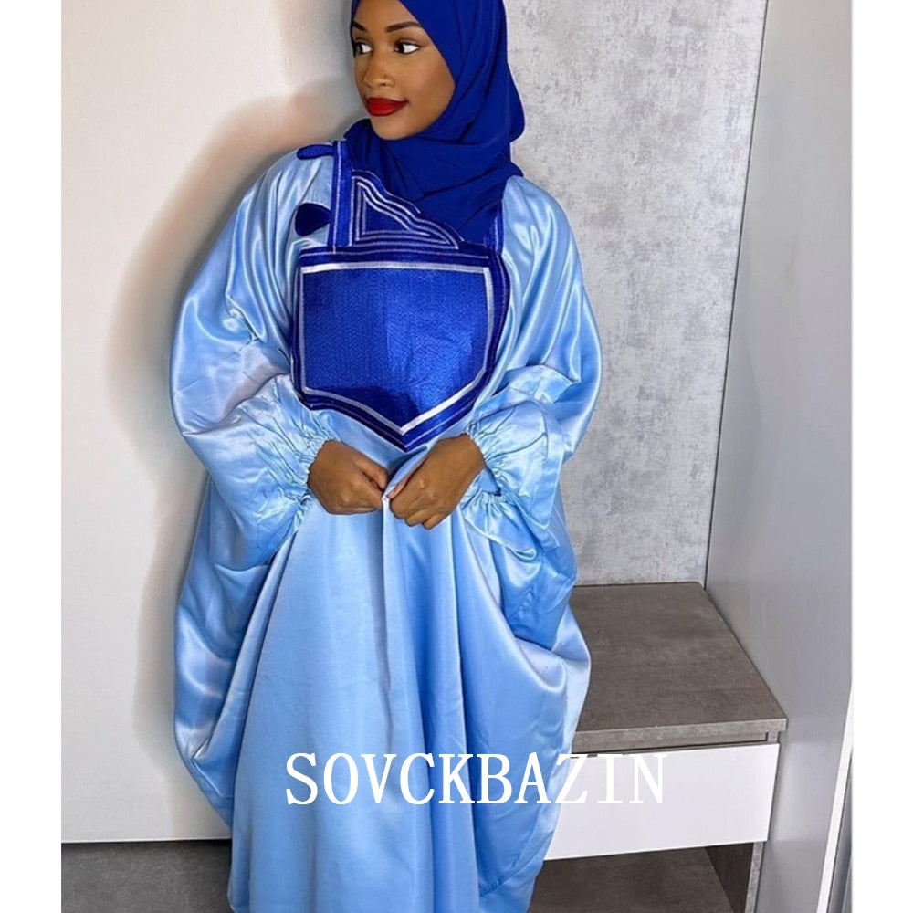 Women Cotton Embroidered Kaftan Dresses Outfits Abaya Boubou-FrenzyAfricanFashion.com