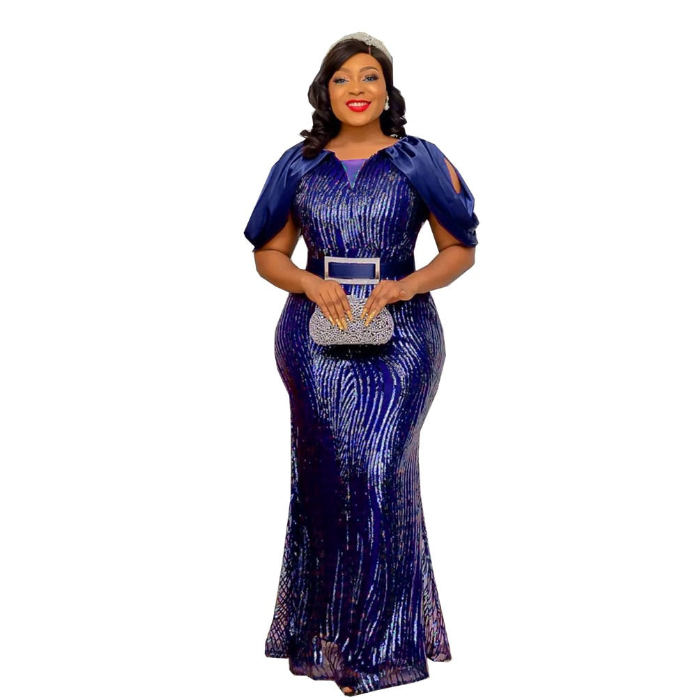 Luxury Evening Dresses Women Plus Size Sequin Mermaid Bodycon Dress-FrenzyAfricanFashion.com