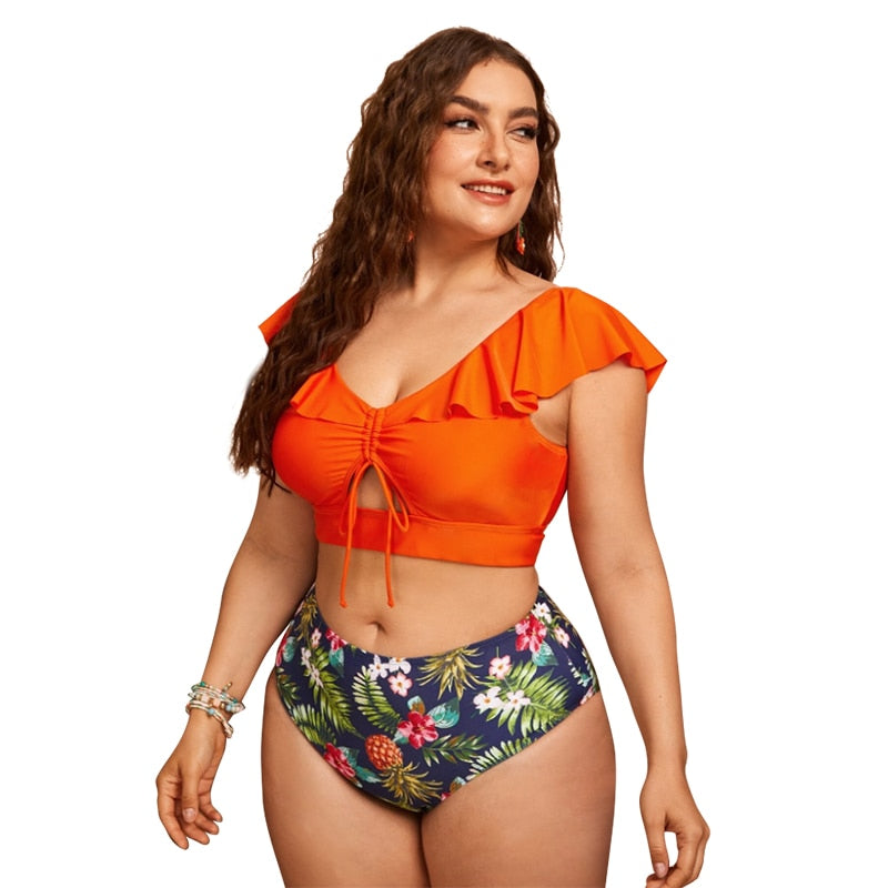 Women Push Up Bikinis Set Swimwear Plus Size High Waist Swimsuit Beachwear-FrenzyAfricanFashion.com