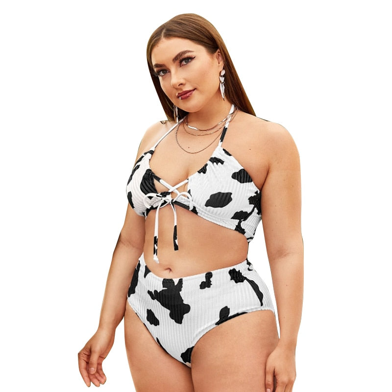 Women Push Up Bikinis Set Swimwear Plus Size High Waist Swimsuit Beachwear-FrenzyAfricanFashion.com