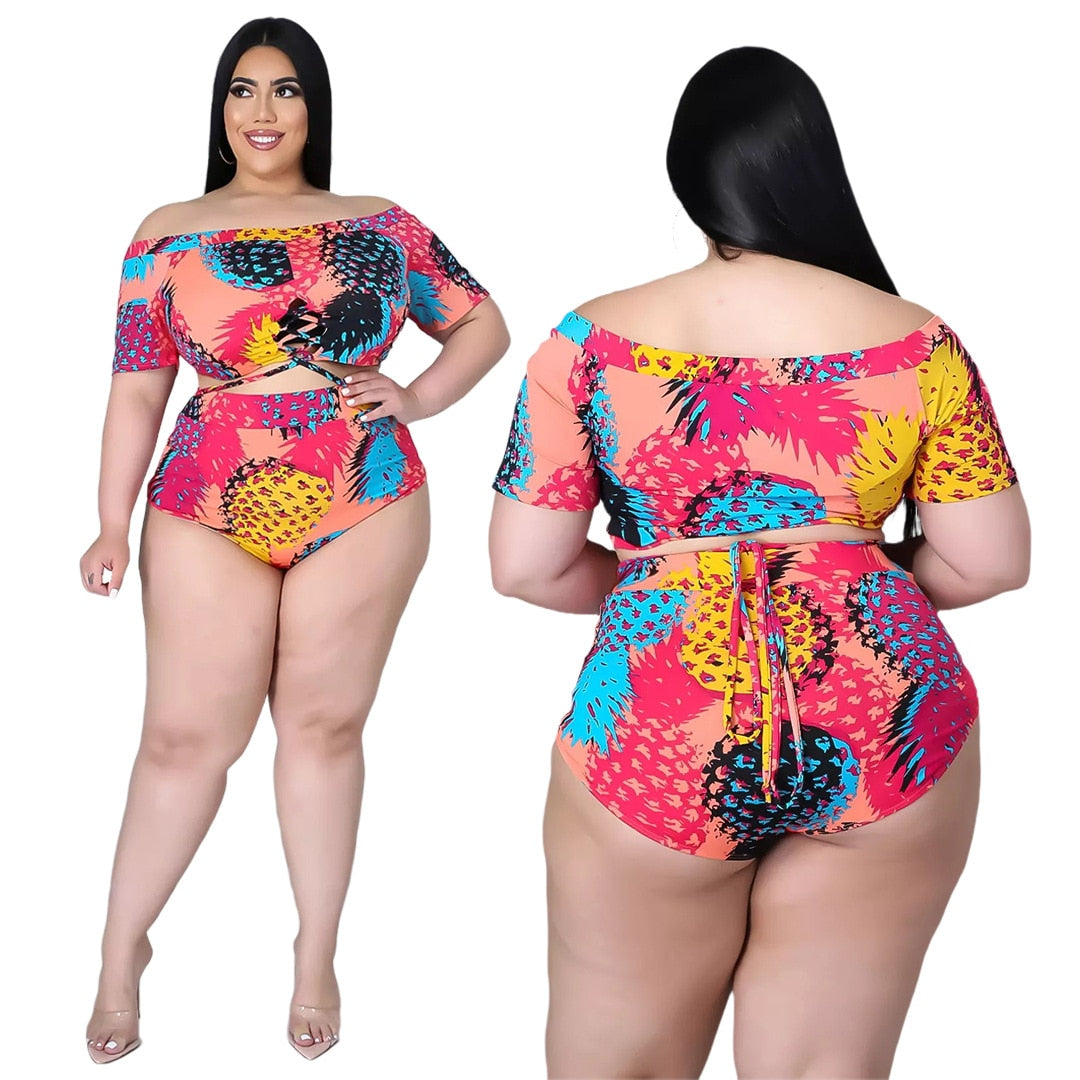 Swimsuits Women Beach Shorts Two Piece Set Plus Size Swimwear-FrenzyAfricanFashion.com