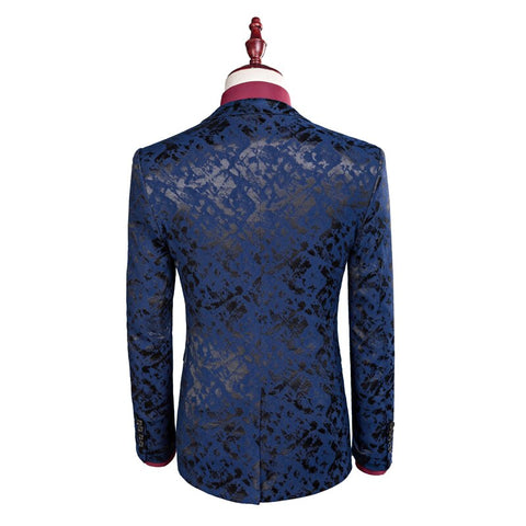 Image of Men Suit Business Leisure Single Breasted Suits 3 Pieces Sets Male Printing Groom Wedding Dress Jacket Blazers Coat Vest Pants-FrenzyAfricanFashion.com