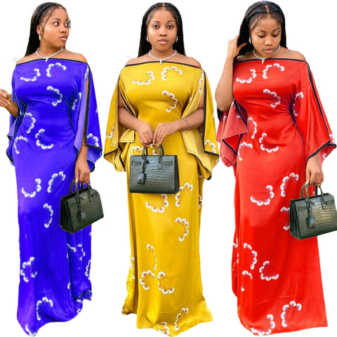 Image of African Women Short Sleeve Long Dress Maxi-FrenzyAfricanFashion.com