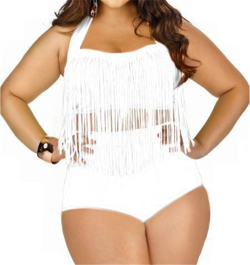 Plus Size Tassels Bikinis High Waist Women Bra Bikini Beachwear-FrenzyAfricanFashion.com