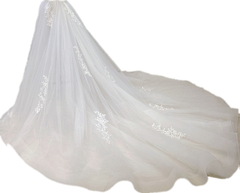 Shirlis 4 Layers Detachable Wedding Lace Train Only.-FrenzyAfricanFashion.com