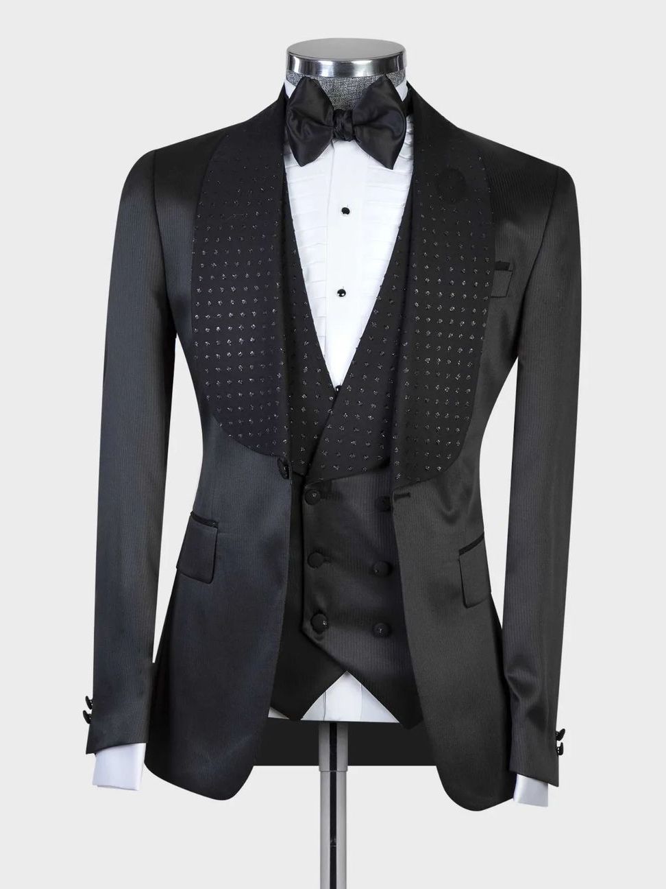 Elegant Black Men Suits Two Pieces Jacket Wedding Formal Men Occasion wear-FrenzyAfricanFashion.com