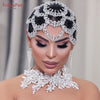 Rhinestone Bridal Headband Big Flower Shape Headdress for Women Crystal Hollow Wedding Headpiece Zircon Headwear-FrenzyAfricanFashion.com